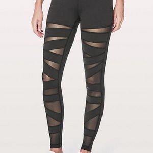 Lululemon Wunder Under Black Mesh Leggings